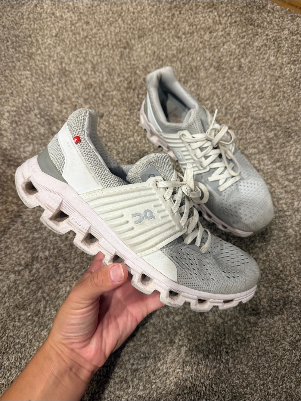 On Running womens Athletic Shoes - Light Gray and White